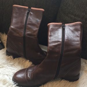John Flukvog Brown Leather Zip Up Boots